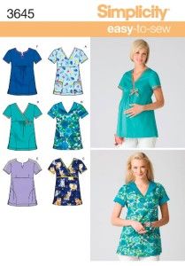 OOP Maternity or Regular Scrubs Uniform Simplicity Sewing Pattern 3645