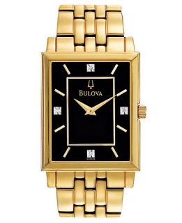 Bulova Watch, Mens Diamond Accent Gold Tone Stainless Steel Bracelet