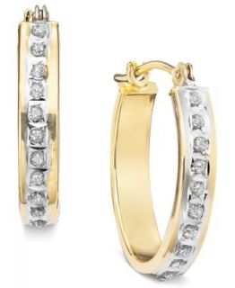 14k Gold Earrings, Diamond Accent Oval Hoop Earrings   FINE JEWELRY