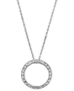 Diamond Necklace, Sterling Silver Diamond Open Circle Pendant (1/10 ct