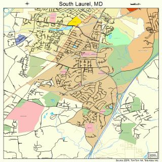 South Laurel Maryland Street Road Map MD Atlas Poster