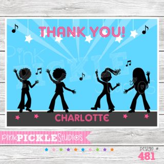 Dance Party Personalized Party Invitation or Thank You Card 481