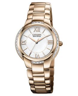 Citizen Watch, Womens Ciena Diamond Accent Rose Gold Tone Stainless