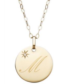 14k Gold Necklace, Letter M Scroll Pendant   Necklaces   Jewelry