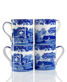 Spode Dinnerware, Set of 4 Blue Italian Mugs   Glassware   Dining