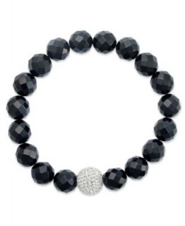 Sterling Silver Bracelet, Cultured Freshwater Pearl and Onyx