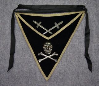 Templar apron skull sword Masonic Freemasonry ceremonial Masonic