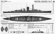 Recognition drawing of a Deutschland class cruiser