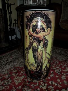 Vintage Antique Art Deco Ceramic Umbrella Stand Holder Naked Flapper