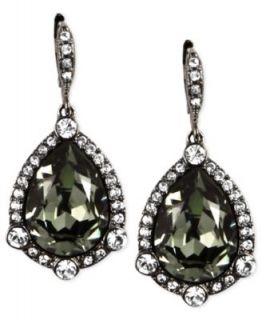 Givenchy Earrings, Light Hematite Tone Glass Crystal Drop Earrings
