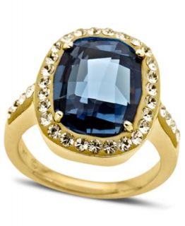 Kaleidoscope 18k Gold Over Sterling Silver Ring, Denim Blue Crystal