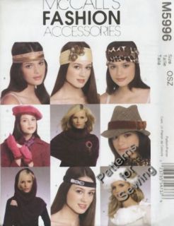 Pattern McCall Sewing Woman Fashion Accessories Headband Collar Hats