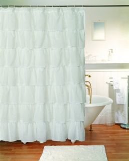 New Gypsy Ruffled Shower Curtain White