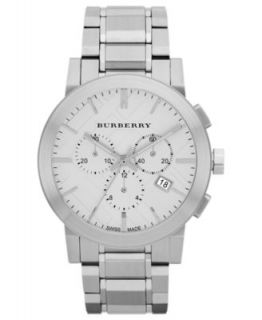 Burberry Watch, Mens Swiss Chronograph Stainless Steel Bracelet 42mm