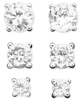Brilliant Sterling Silver Earring Set, Cubic Zirconia Stud (1/3 ct