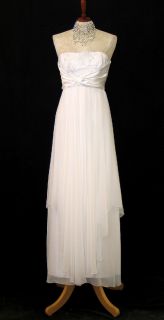 NWT Jessica McClintock 33555 White Chiffon and Satin Long Formal Dress