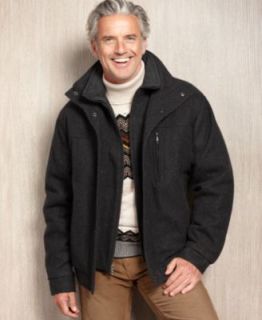 Nautica Jacket, Melton Wool Blend Coat with Knit Collar   Mens Coats