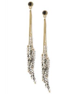 Jessica Simpson Earrings, Antique Gold Tone Pave Multi Drop Linear
