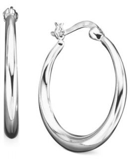 Giani Bernini Sterling Silver Earrings, Round Flat Hoop   Earrings