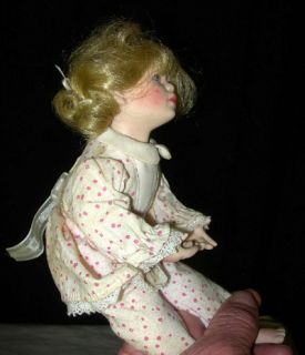 1992 MBI Porcelain Girl Doll in Pajamas Artist Signed