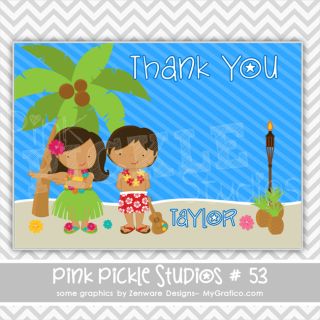 Luau Personalized Party Invitation or Thank You Card 53