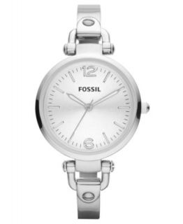 Fossil Watch, Womens Georgia White Leather Cuff Strap 32mm ES2829