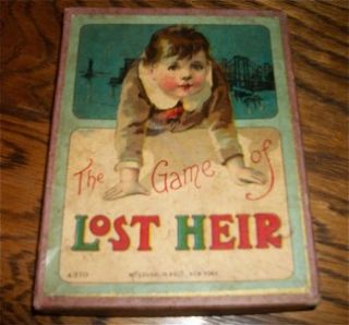 Antique Edwardian McLoughlin Bros Litho Card The Game of The Lost Heir