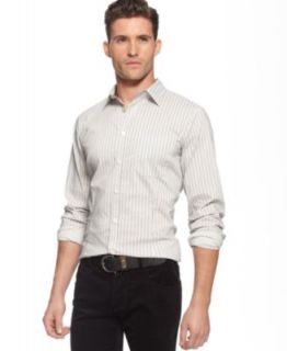 Armani Jeans Shirt, Textured Cotton Button Front Shirt   Mens Casual