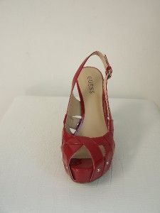 New Guess Medium Red Meagan Peep Toe w Studs Pumps Sandals Shoes Heels