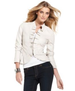 INC International Concepts Faux Leather Ruffle Jacket & Skinny Ankle