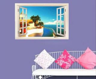 New Creative Mediterranean Scenery Window Home Decor Art Wall