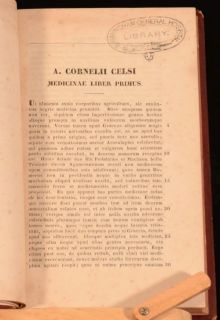 1835 Medicina Libri Octo by A Cornelii Celsi Aulus Cornelius Celsus