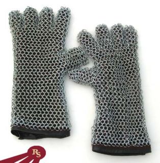 Chainmail Gauntlet Gloves Medieval Leather Chain Mail
