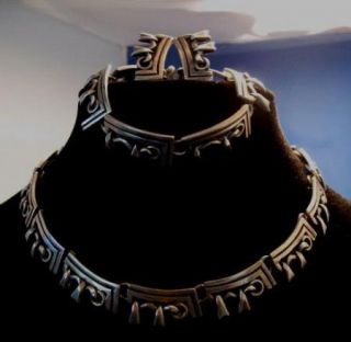 Vintage Emma Melendez Taxco Sterling Silver Necklace Bracelet Earrings