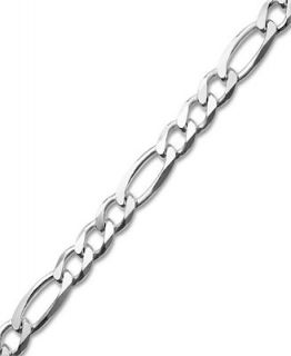 Mens Sterling Silver Bracelet, Figaro Chain Link Bracelet