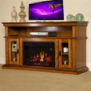 Discount Electric Fireplace Oak Media Console 95798