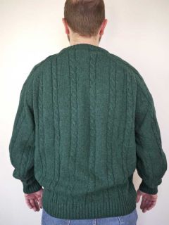 Vtg Members Only Shetland Wool Cable Knit Sweater L