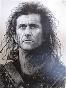 Mel Gibson in Braveheart Sketch Charcoal Drawing WU096