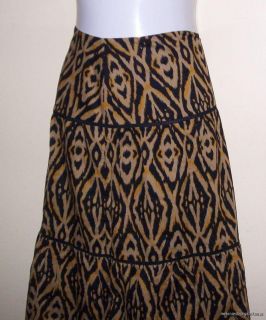 16W Jones New York Signature Brown BK Print Tiered Mid Calf Skirt $85