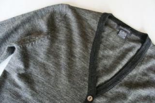 MENDOCINO Gray 100% Merino Wool Stretch Button Down Cardigan Sweater