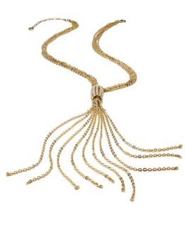 Alfani Necklace, Gold Tone Glass Crystal Station Clasp Lariat Necklace