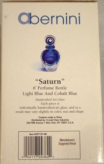 Abernini Saturn Art 6 Blue Glass Perfume Bottle New