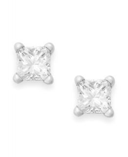 Diamond Earrings, 10k White Gold Princess Cut Diamond Stud Earrings (1