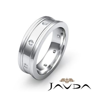 Mens Round Diamond Eternity Wedding Flat Band Platinum 950 Solid Ring