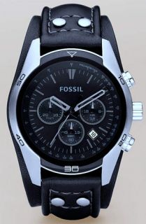 Fossil Black Leather Band Wide Cuff Mens Latest Watch CH2586