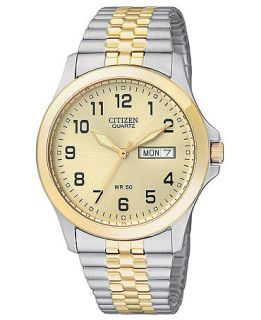 Citizen Watch, Mens Two Tone Stainless Steel Bracelet 38mm BF0574 92P