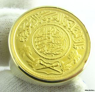 22K Saudi Guinea Large Coin Mens Ring 14k Solid Gold 20 4G Investment