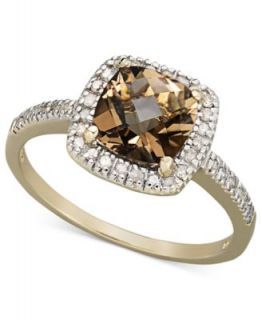 14k Gold Ring, Smokey Quartz (1 1/3 ct. t.w.) and Diamond (1/5 ct. t.w