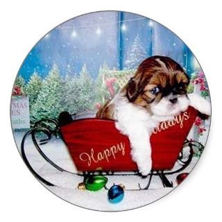 Happy Holidays Shih Tzu Sticker