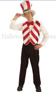 Mr Peppermint Adult Christmas Costume includes a hat, bow tie and red